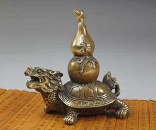 Chinese Bronze Statue - The Dragon Turtle Camel Gourd Lucky Character photo