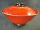 Japanese Antique C.  1860 Red Lacquer Lidded Bowl Sakazuki Sake Cup Crane & Pine Bowls photo 1