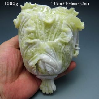 100% Natural Lantian Jade Hand - Carved Statue - - - Cabbage W Mantis Nr/xy1352 photo