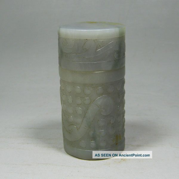 Hand Carved Antique Chinese Hetian Jade Toothpick Box Boxes photo