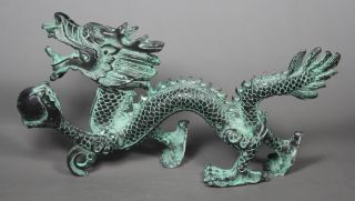 Chinese Handwork Dragon Old Bronze Statue photo