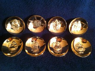 24 Karat Gold Plate Sake Cups Of The Seven Happy Gods photo
