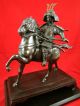 Okimono Japanese Bronze Samurai Warrior Armor Horse Rider Statue Statues photo 1