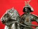 Okimono Japanese Bronze Samurai Warrior Armor Horse Rider Statue Statues photo 2