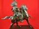 Okimono Japanese Bronze Samurai Warrior Armor Horse Rider Statue Statues photo 5