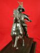 Okimono Japanese Bronze Samurai Warrior Armor Horse Rider Statue Statues photo 7