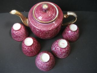 Five Antique Chinese Tea Cups With A Pot Nr photo