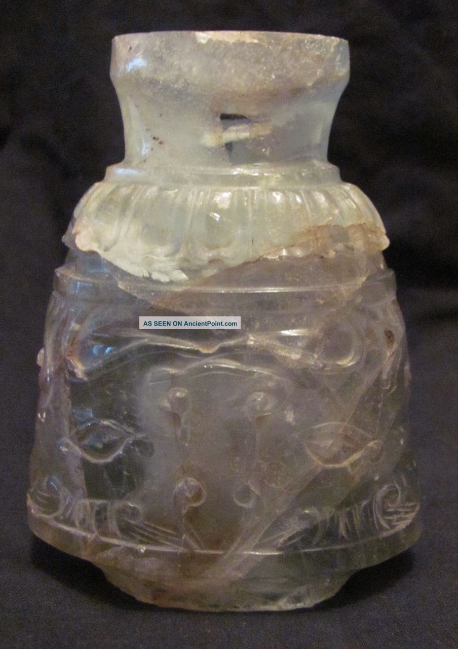 Antique Chinese Carved Jade Quartz Jar Vase Or Lid Vases photo