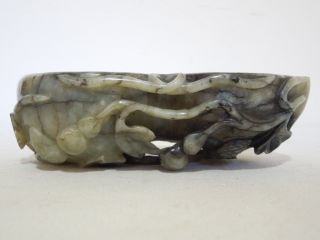 8.  A Chinese Black White Jade Carving Of Brushpot Probably 18th To 19th C photo