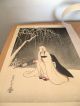 Snowy Heron Girl Orig Japanese Woodblock Sadanobu Hasegawa Iii 1881 - 1963 Prints photo 3