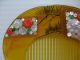 Rare Vintage Mother - Of - Pearl Work And Coral On Tortoise Shell Comb Other photo 3