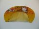 Rare Vintage Mother - Of - Pearl Work And Coral On Tortoise Shell Comb Other photo 5