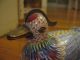 Chinese Canton Enamel Duck - Nicely Detailed Hand Painted W/ Metal Work Boxes photo 2