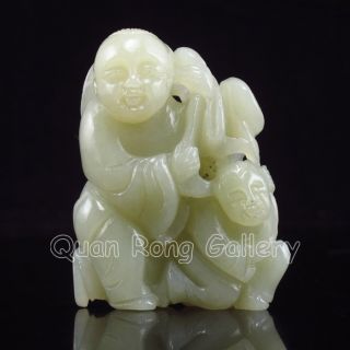 Chinese Hetian Jade Statue - Fortune Kid Nr photo
