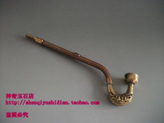 Js538 Rare,  Chinese Bronze Handmade Engraving Smoke Tool photo