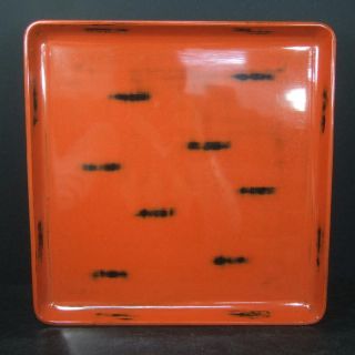 F297: Japanese Tray Popular Negoro Lacquer Ware With Appropriate Good Work photo