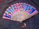 Atique Chinese Fan Handpainted I. . .  Y Faces Deeply Carved European Export Market Fans photo 3