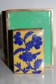 Vintage Enameled Cigarette Box Matchbox Holder Yellow Blue Slightly Damaged Box Boxes photo 7