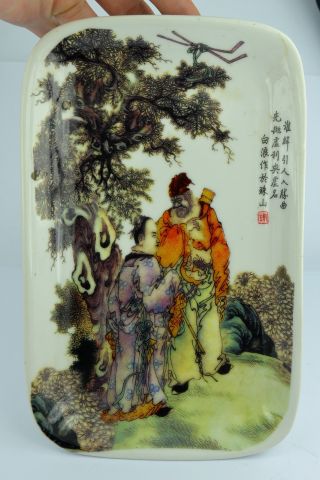 China Collectibles Old Decorated Handwork Porcelain Older Wonderful Plate photo