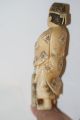 Vintage Carved Ox Bone Figurine Of Servant Peasant Netsuke photo 5
