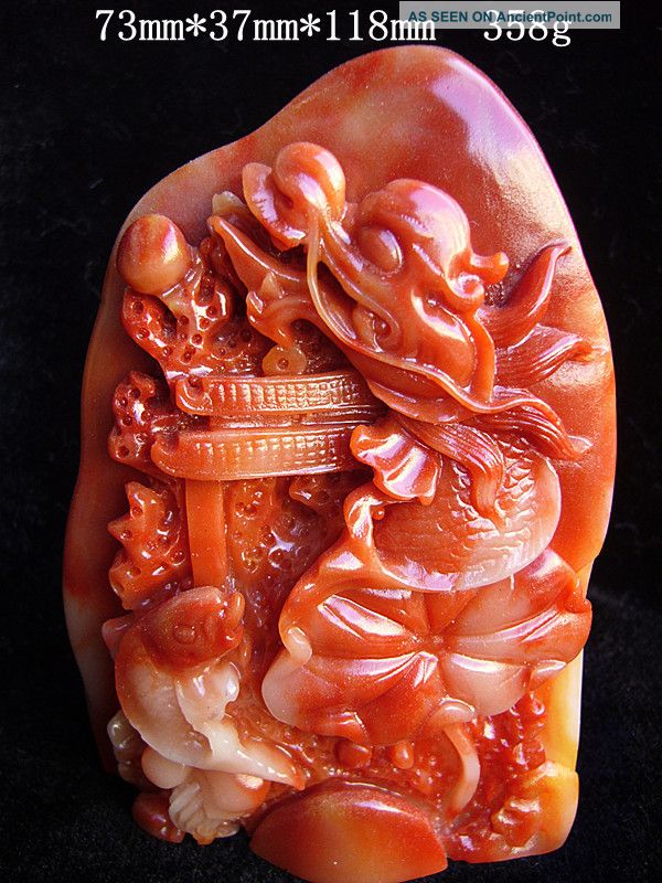 Shoushan Stone,  Fujian,  Statue,  A Carp Leaping Over Other photo