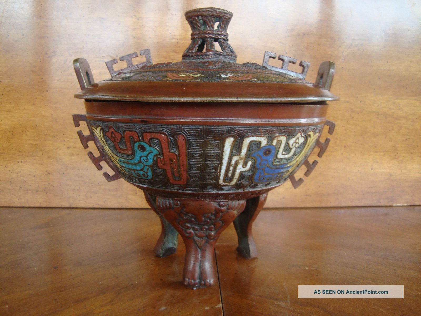 Antique Meiji Era Period Japanese Champleve Koro Censer,  Incense Burner,  Urn Other photo