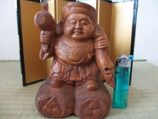 Japanese Vintage Daikoku Doll Carved,  Wooden,  Lucky Item,  Japan,  Traditional photo