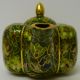 Brass Cloisonne Tea Pot Flower Green Lotus Lilly Roses Enamelled Vintage Rare Uncategorized photo 1