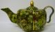 Brass Cloisonne Tea Pot Flower Green Lotus Lilly Roses Enamelled Vintage Rare Uncategorized photo 2
