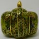 Brass Cloisonne Tea Pot Flower Green Lotus Lilly Roses Enamelled Vintage Rare Uncategorized photo 3