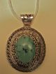 Large Turquoise Sterling Silver Pendent With Chain From Bhutan Buddha photo 1