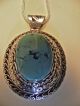 Large Turquoise Sterling Silver Pendent With Chain From Bhutan Buddha photo 2