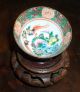 A Chinese Miniature Bowl On A Carved Wooden Pot Stand Woodenware photo 1
