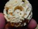 Vintage Oriental Chinese Carved Ox Bone Puzzle Ball & Figural Kwan Yin Stand Other photo 6