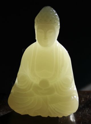 Ancient Chinese Old Hetian White Jade Hand - Carved,  Statues (buddha) photo