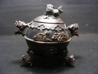 Antique Chinese Incense Burner&yutang Six Lion Aroma Lamp Exquisite Collection photo