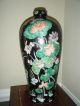 Famille Rose Porcelain Vase Rare Old 19th Century Meiping Black Background Vases photo 4