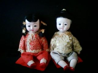 Rare Japanese Gofun Ichimatsu Boy And Girl Dolls photo