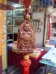 Chinese Peach Wood Carved Statue Happy Buddha Hand Amulet Ruyi Car Pendant Decor Buddha photo 1