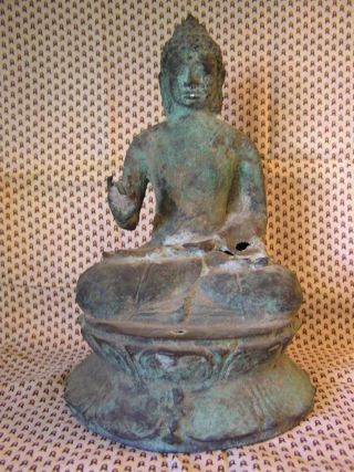 Large Javanese Bronze Buddha 14th - 15th Century photo