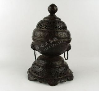 Chinese Bronze Incense Burner Craft Fine Archaize Antique Ornaments photo