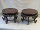 Antique Chinese Carved Two Pair Wood Stand Display Plate,  Bowl Vase Statue Vases photo 1