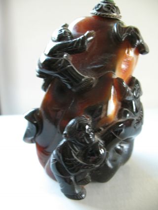 Carved Agate Chinese Snuff Bottle. photo
