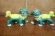 Vintage Foo Dogs Imperial Temple Guardian Lions Walking Yellow And Jade Green Foo Dogs photo 11