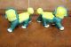 Vintage Foo Dogs Imperial Temple Guardian Lions Walking Yellow And Jade Green Foo Dogs photo 2