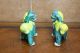 Vintage Foo Dogs Imperial Temple Guardian Lions Walking Yellow And Jade Green Foo Dogs photo 3