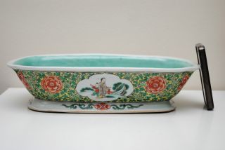 Early 20thc Chinese Antique Porcelain Famille Verte Large Bowl photo