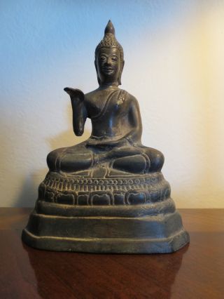 Bronze Statue Of Khmer Buddha From Cambodia photo