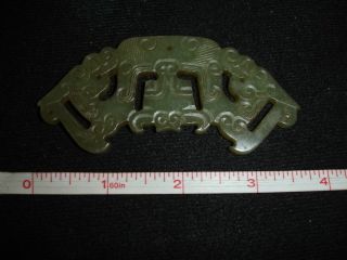 Old Chinese Dragon Hand Carved Jade Plaque photo