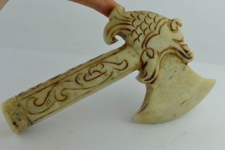 Asian Old Collectibles Decorated Wonderful Handwork Jade Carving Dragon Statue photo
